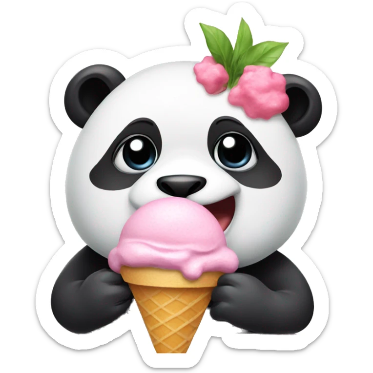 Panda eating ice cream sticker