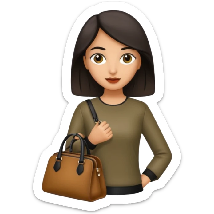 italian female with italian fashion style, holding bag sticker