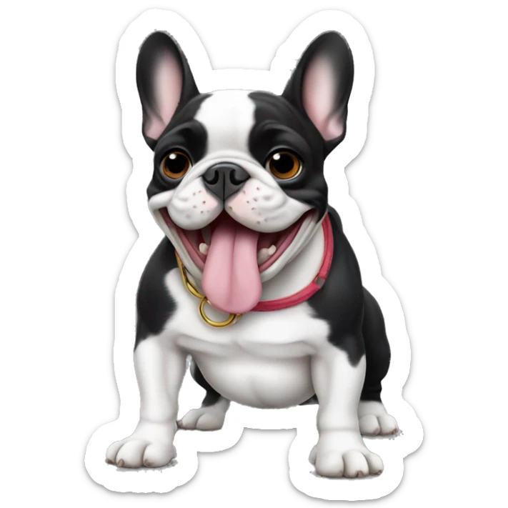 French bulldog doing hang loose. His color is black. Show just the face sticker