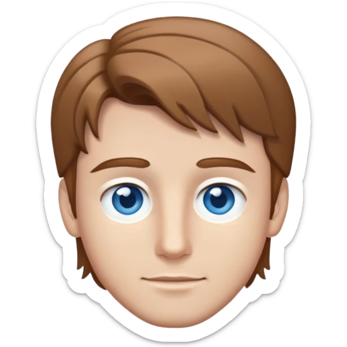 Branco, cabelo castanho loiro claro, olhos azuis acinzentados, bonito sticker