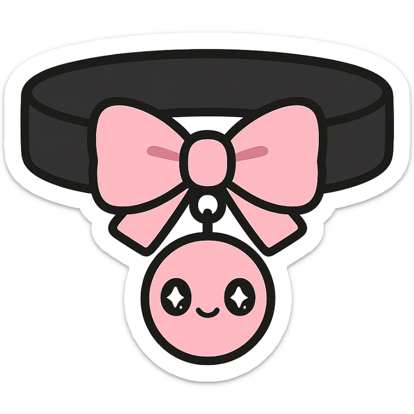 BLACKPINK-inspired gothic choker, no hearts, black and pink, cute and stylish, kawaii style sticker