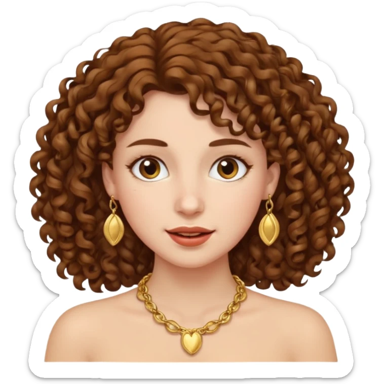 Female with Gold Necklace, fair skin,curly hair, different expressions. sticker
