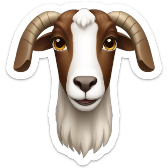 Boer goat, goat with floppy ears, no horns, brown and white fur sticker