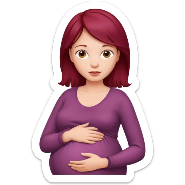Pregnant woman with burgundy hair  sticker