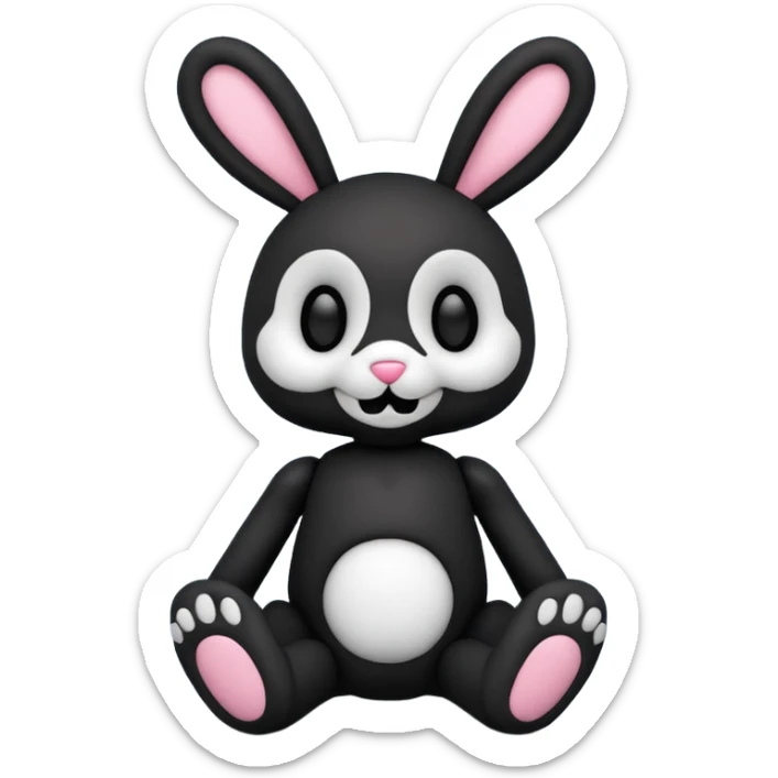 Emoji pour twitch d'une peluche lapin squelette noir qui dit bonjour sticker