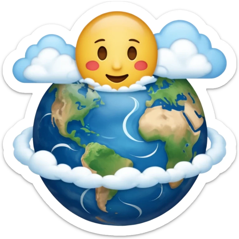 an emoji that circular like the emoji of earth but withh the representation of heaven/sky/aethenum sticker