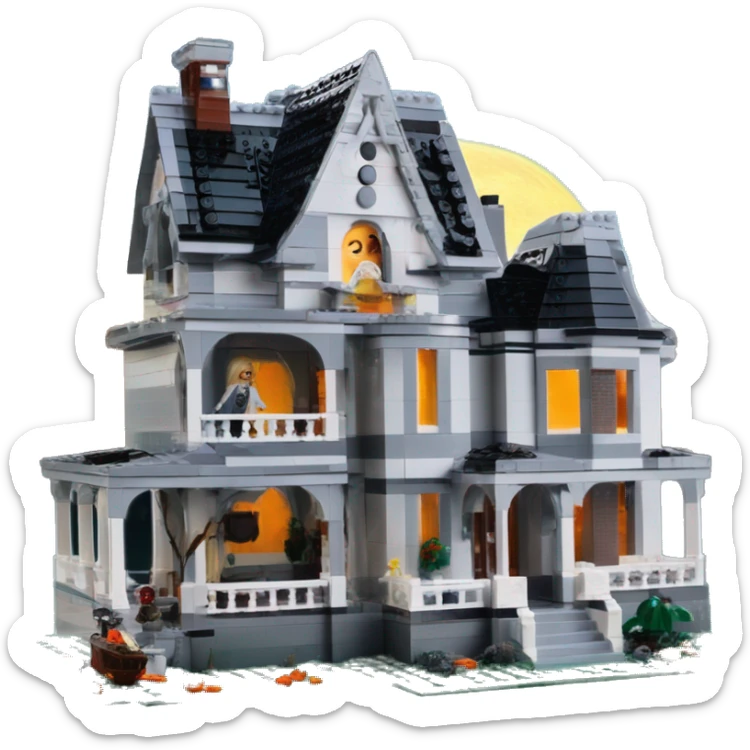 Lego barbie’s run-down frightening dangerous ghost-ridden haunted dream house nightmare scenario moon sticker