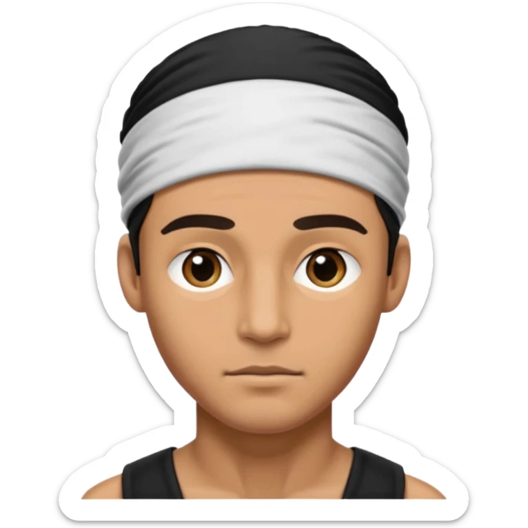 necesito la cara de un hombre con una vincha de color negro en la frente. la vincha tiene que ser angosta y tiene que estar en la frente del hombre, arriba de los ojos y abajo del pelo. sticker