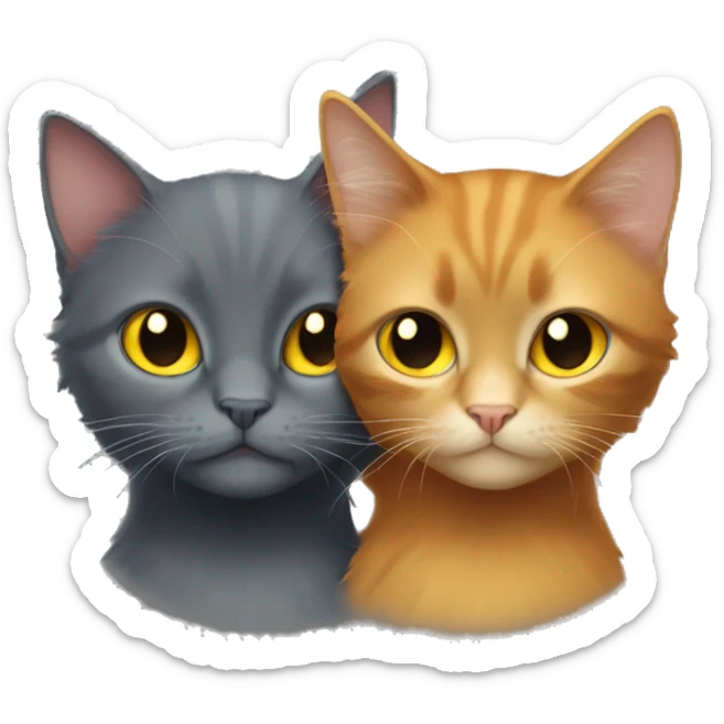 dark grey cat with yellow eyes been hugged by long haired ginger girl with blue eyes sticker