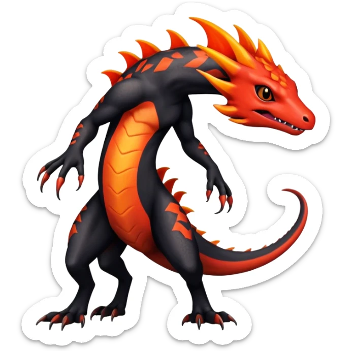 Colorful Dark Shiny Exotic Salandit-Guilmon-Quilava-Fakémon-hybrid-creature (full body)  sticker