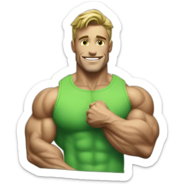 REALISTIC GREEN COLORED BOOK WITH THE PHOTO OF A BODY BUILDER ON IT'S FRONT COVER sticker