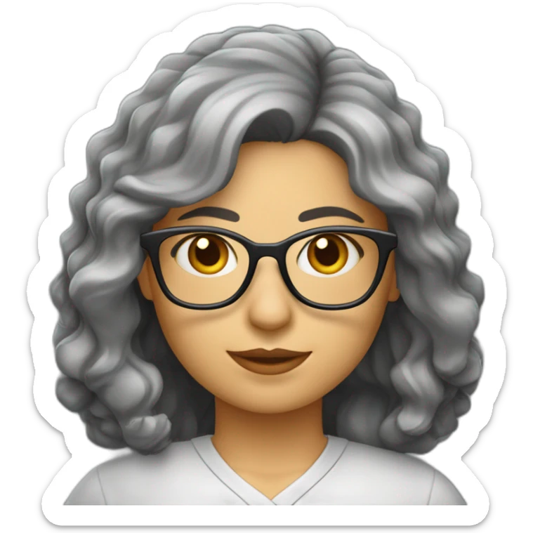 Profesora gordita pelo gris ondulado ondulado y gafas r9sas sticker