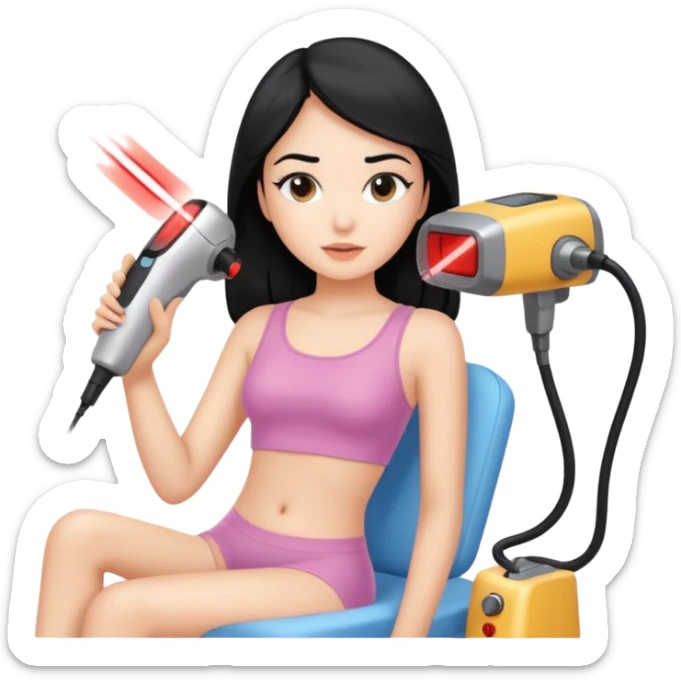 laser hair removal treatment on girl with black hair sticker
