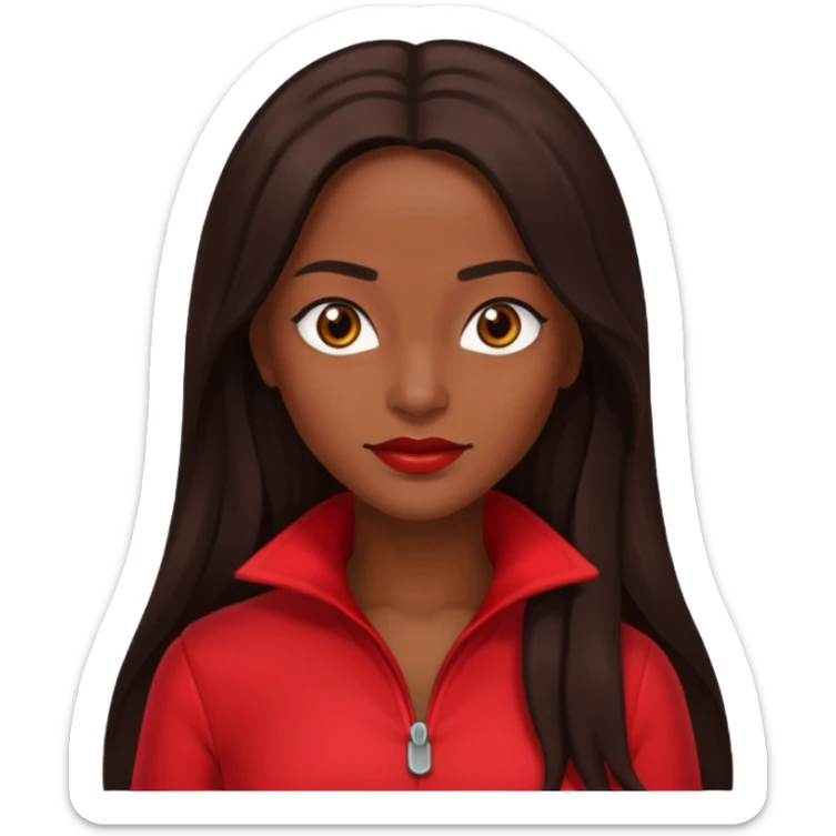 Rozonda Chilli Thomas with dark brown long hair, brown eyes, red outfit sticker