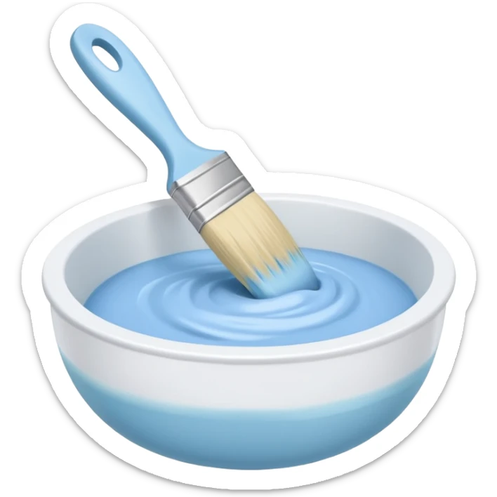 bowl of pastel blue hair dye with a brush nearby sticker