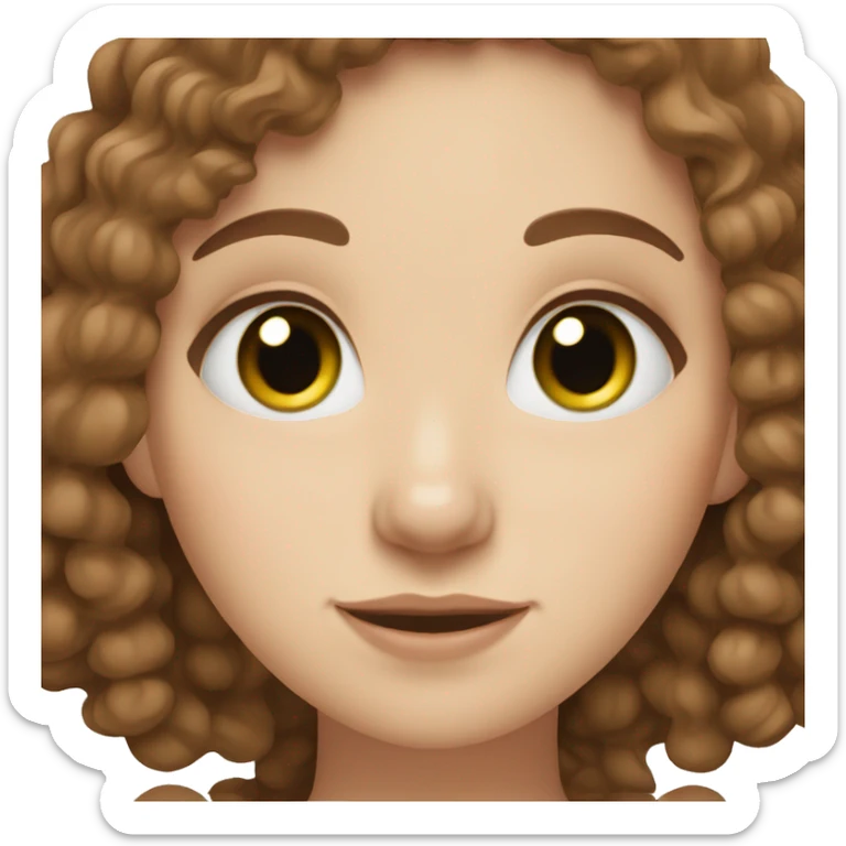 white girl with brown curly hair and a mole on her cheek with green eyes  sticker