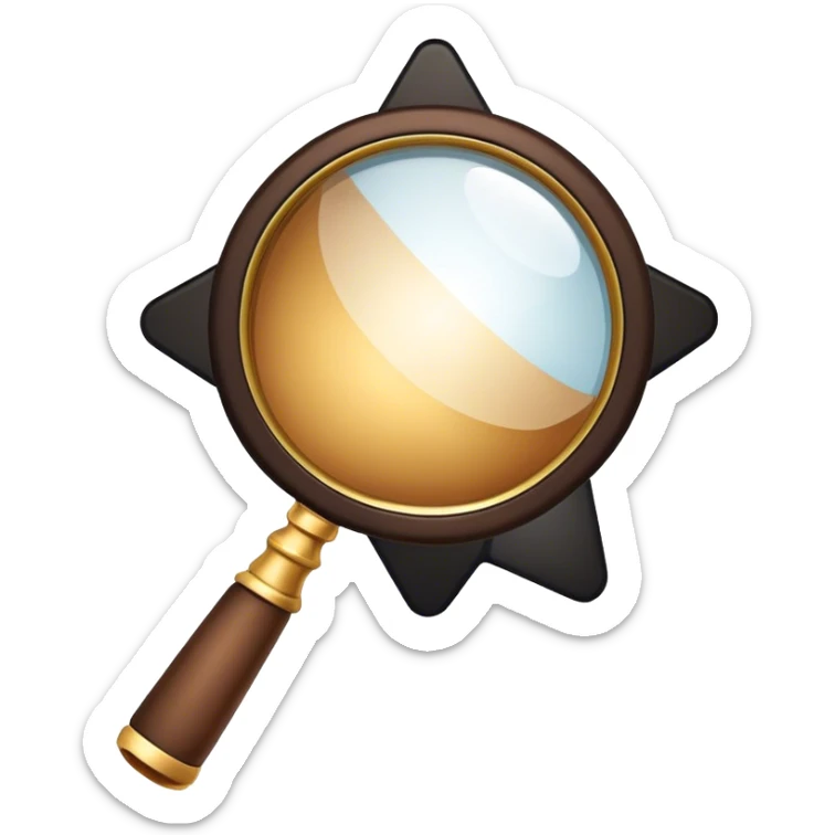 A magnifying glass put insiade a star like shape of brown/;gold/black colour. make it look smooth sticker