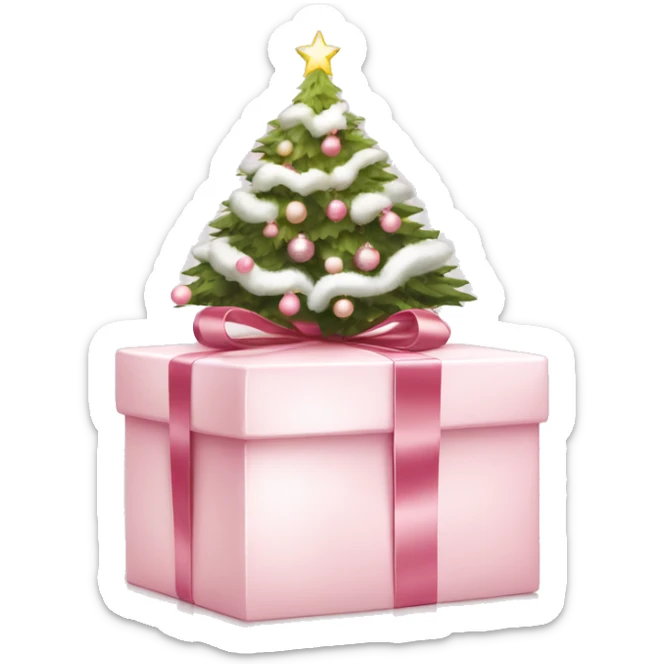 Light pink Christmas gifts under a white Christmas tree  sticker