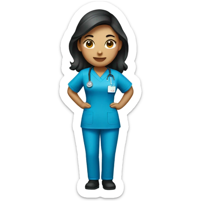 Female nurse with blue scrubs, Filipino of descent  sticker