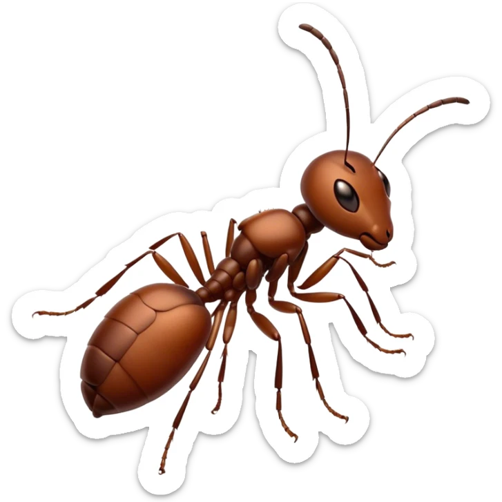 Beautiful and Majestic Ant Portrait Emoji, Head and body rendered in serene repose with a gentle, content smile, showcasing a finely detailed, compact form with eyes softly closed in tranquil slumber, Simplified yet exquisitely endearing features, highly detailed, glowing with a soft, drowsy natural light, high shine, relaxed and utterly noble, stylized with an air of timeless industrious grace, soft glowing outline, capturing the essence of a majestic ant that embodies the quiet power of nature! sticker
