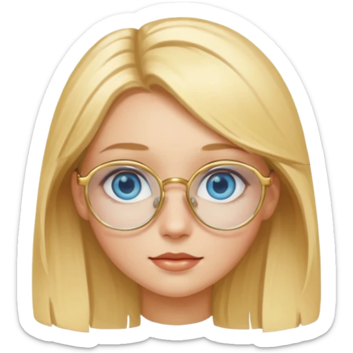 une fille blonde au yeux bleus avec des lunette dorée assez grande sticker
