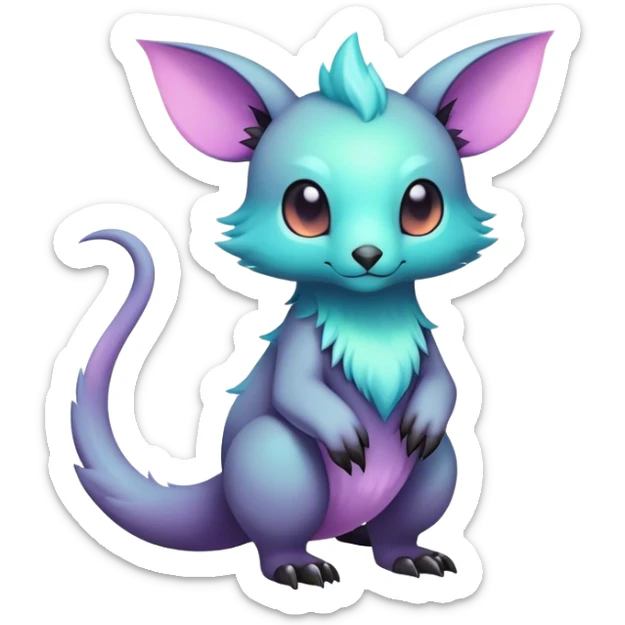 cool colorful dark pastel fantasy animal hybrid Fakemon full body  sticker