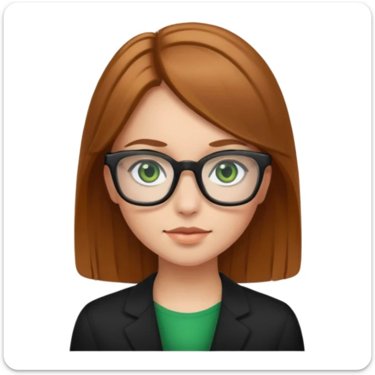 Caucasian girl with golden brown hair, green eyes, and black square glasses  sticker