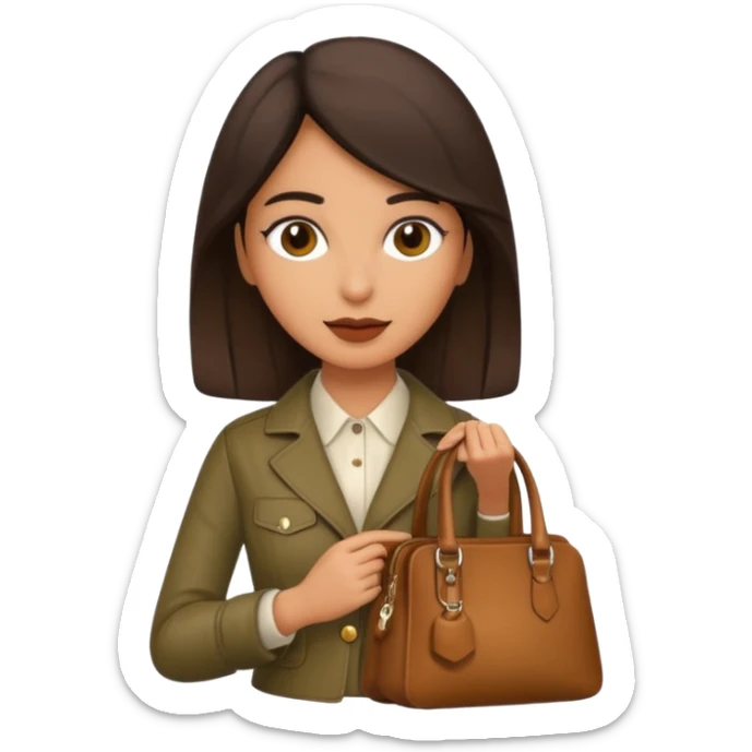 italian female with italian fashion style, holding bag sticker