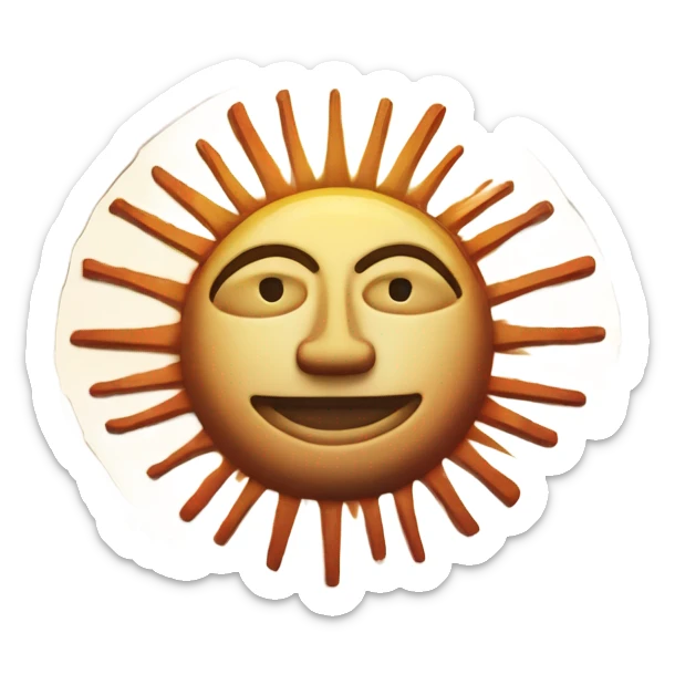 Un círculo radiante con rayos, similar a las representaciones de Tonatiuh, el dios del sol mexica. sticker