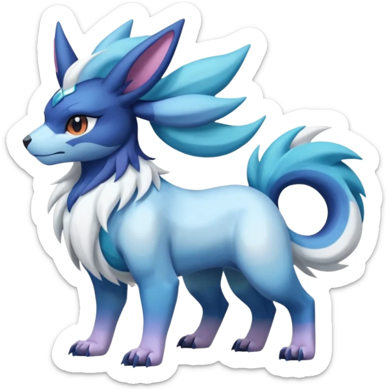 Shiny Sunny furry scaly pastel-gradient Absol-Cobalion-Glaceon-Suicune-Amaura-fusion sticker