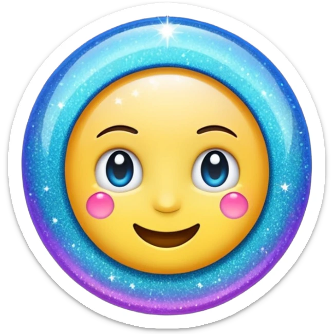 emoji of sparkling shiny glitter, with bright sparkles and shimmering particles, simple cute cartoon style sticker