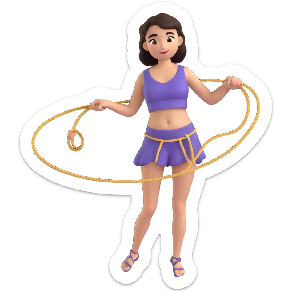girl in a top up to her belly button twirls a lasso in her hands sticker