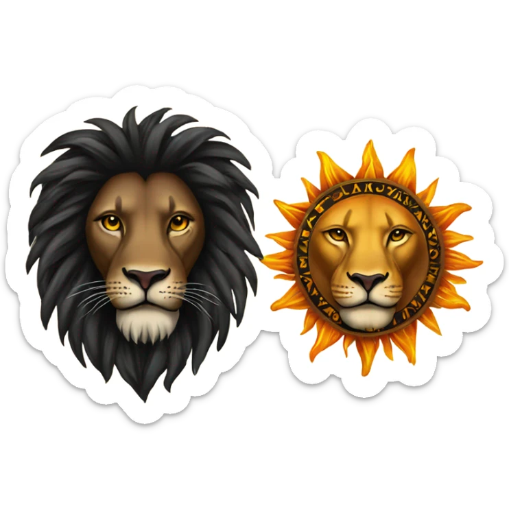 Tattoo of Black Lives Matter and a tattoo of a sun on a lion  sticker