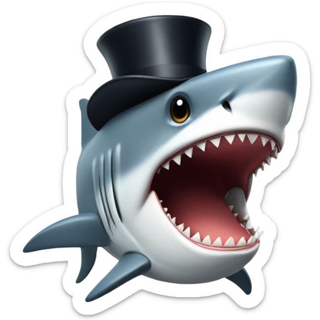 Shark with a top hat sticker
