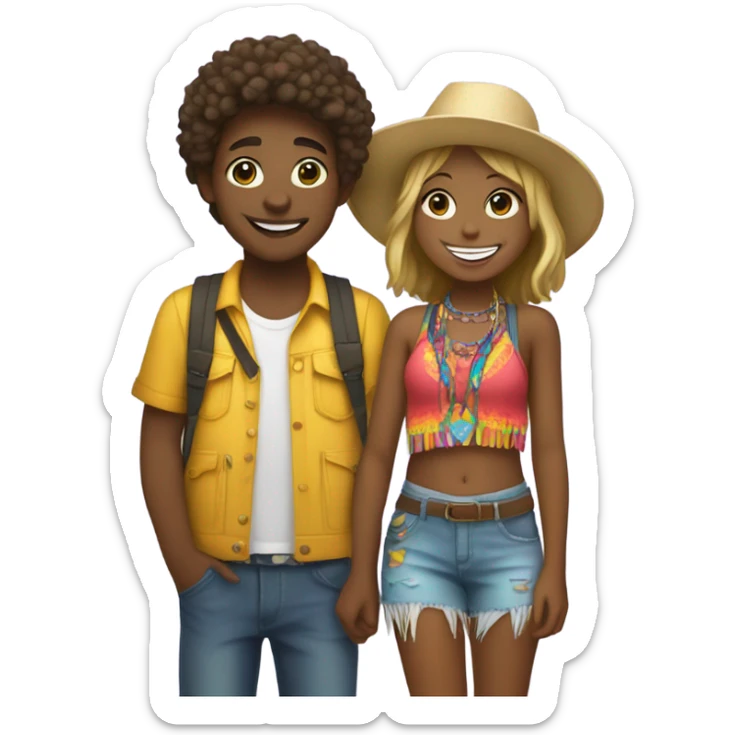smiling girl and boy outdoors at a music festival sticker