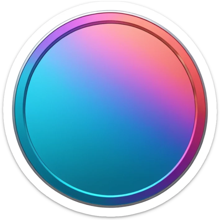 
One  Rotate 35 degree  coin color in in gradient of turquoise, blue, pink, purple, and coral sticker
