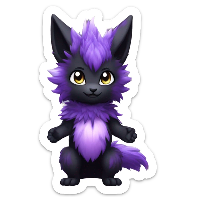 Anthro-Edgy-Cool-Black-Purple-Contrast-Colors-Fantasy-Fur-Sona-Chibi-Shiny-Fakémon-Hybrid full body sticker