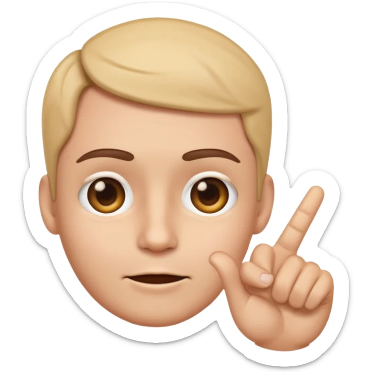 emoji of a hand pointing at the forehead area on a human face, simple cartoon style sticker