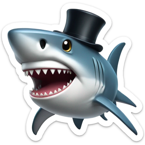 Shark with a top hat sticker