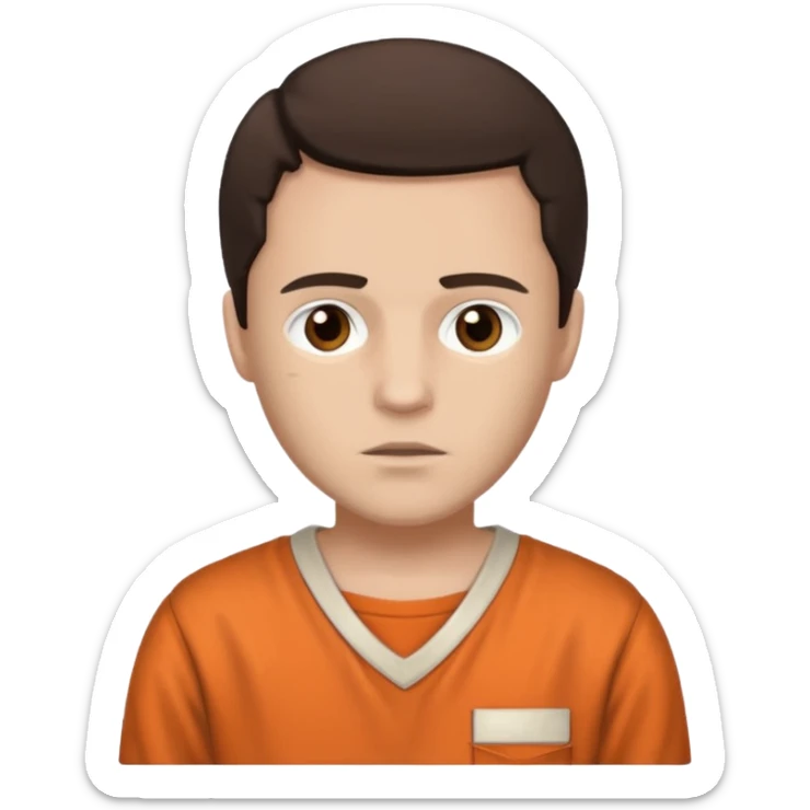 Jack Bolton from Poison with light skin, brown eyes, dark brown hair, ivory inmate outfit  sticker