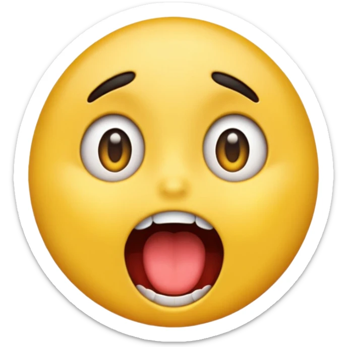 cartoon sticker of a surprised emoji with open mouth, colorful and cheerful, no text, suitable for WhatsApp and Instagram sticker