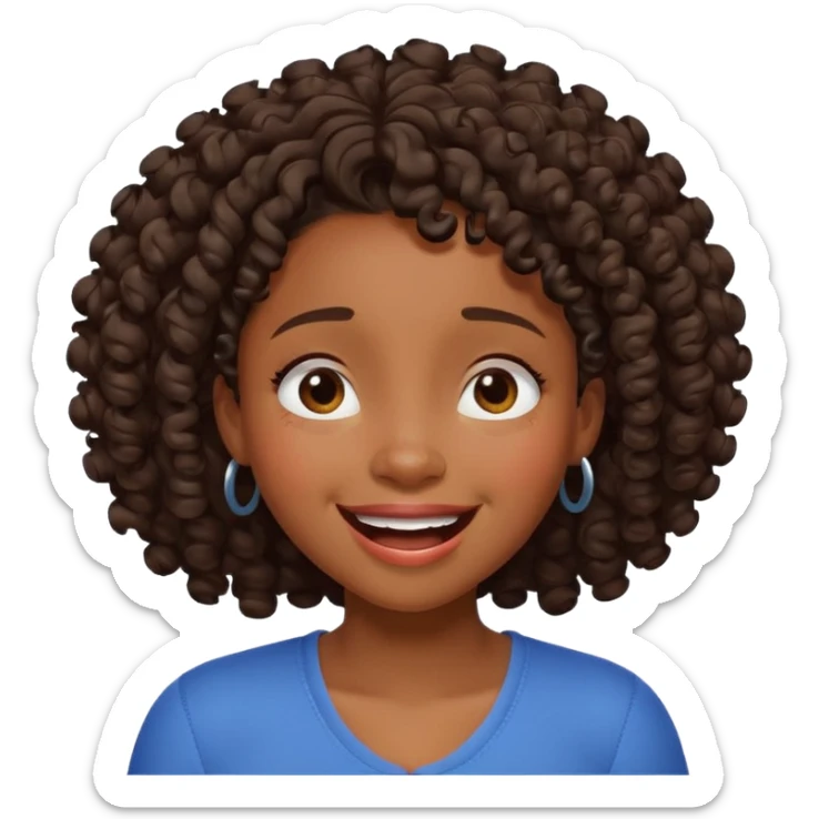 Black girl that looks like a Pixar character with curly hair is laughing with tears  sticker
