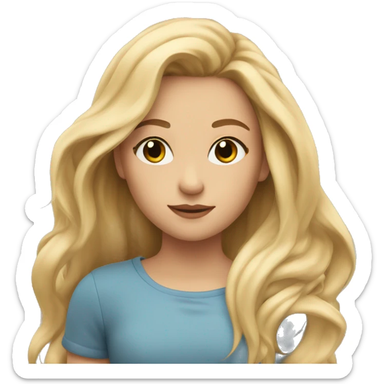 a girl with long blonde hair in the wind with long eyelashes and brown eyes sticker