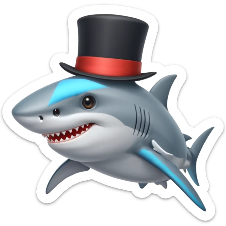 Shark with a top hat sticker