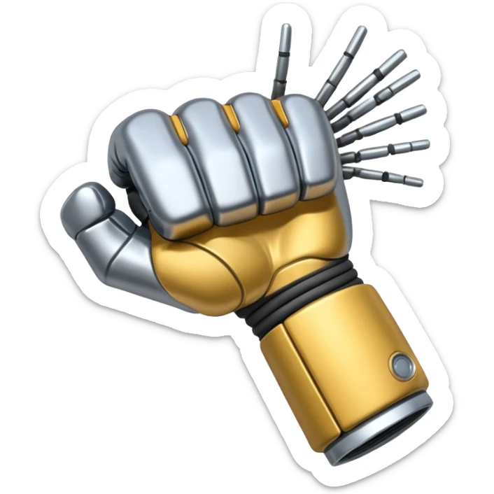a sci fi themed fist punching in to the side with wires and tech detailing sticker