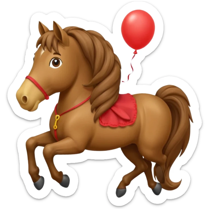 HORSE with the mouth of a balloon in it’s mouth sticker