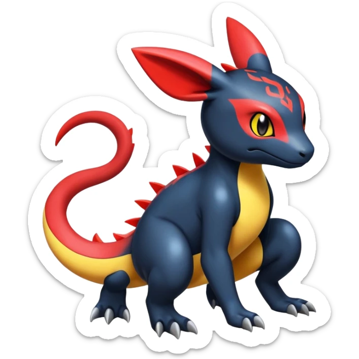 Cute Shiny Guilmon-Quilava-Salandit-Umbreon-Fakémon-hybrid-creature (full body)  sticker