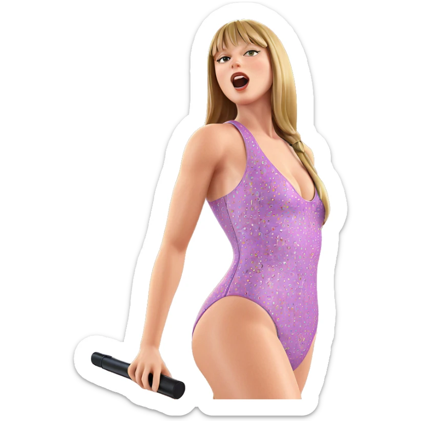 singing girl in swimsuit sticker