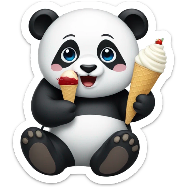Panda eating ice cream sticker