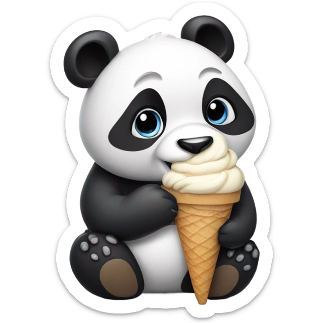 Panda eating ice cream sticker